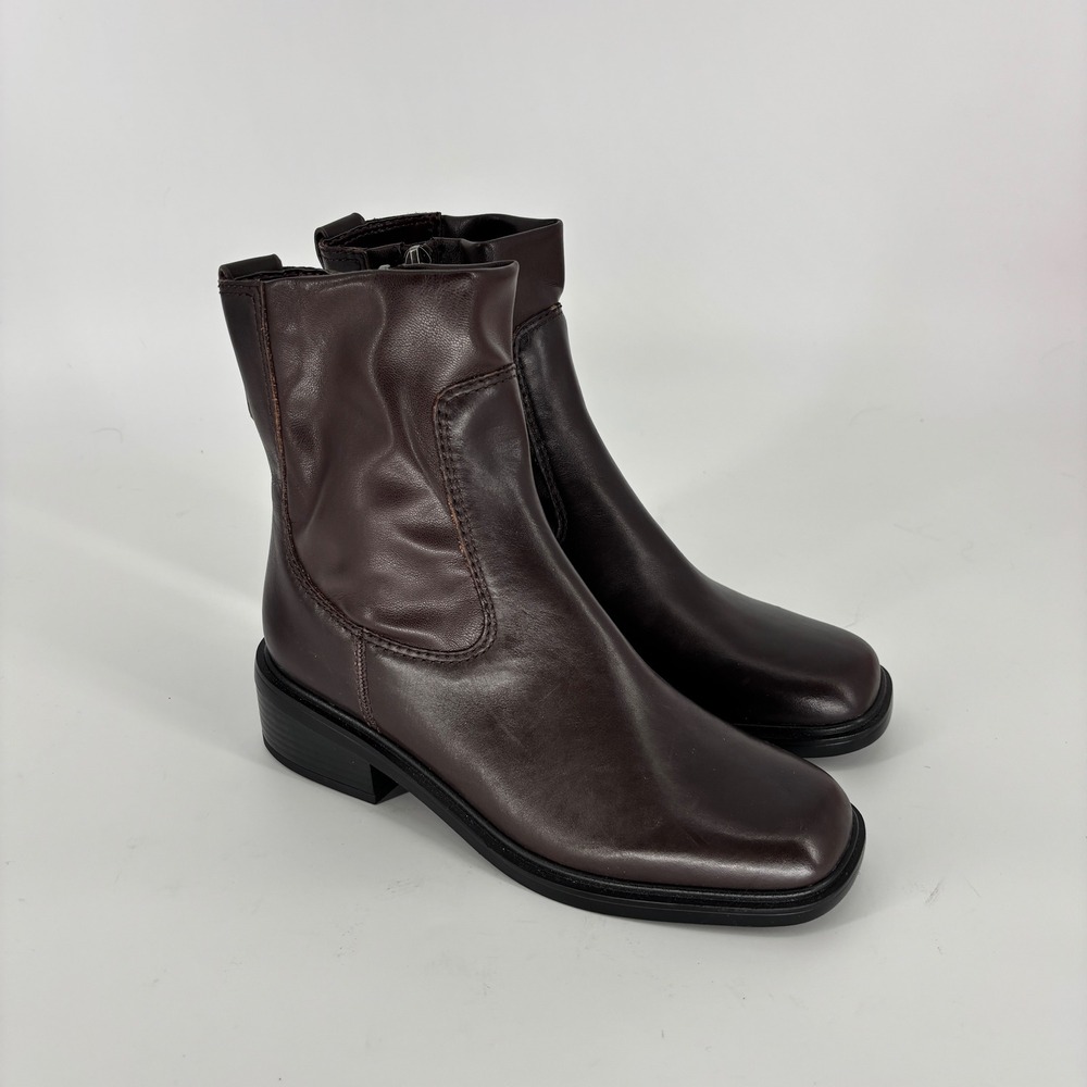 Franco Sarto Gavi Ankle Boots Castagno Brown Women Size 6.5 Leather Square Toe